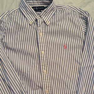 Ralph Lauren Men's Shirt with Blue and White Stripes